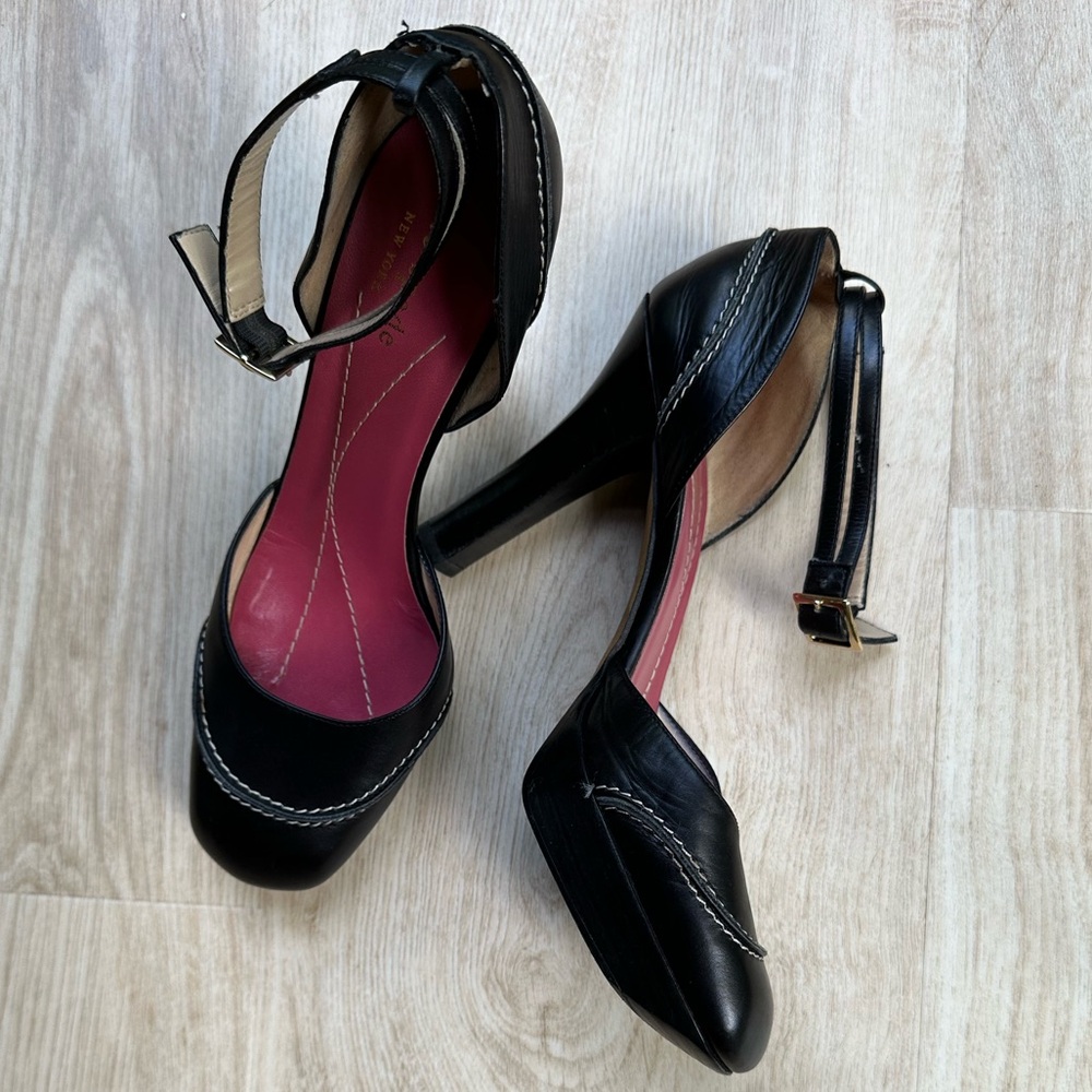 kate spade Ankle Straps Corporate Black & White Platform Heels Dark Academia ~7B - Picture 6 of 16